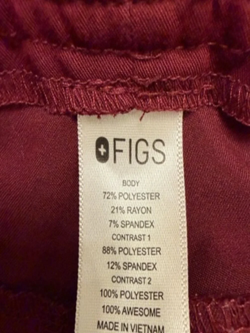 Figs Tansen Jogger Scrub Pant in Burgundy size Small